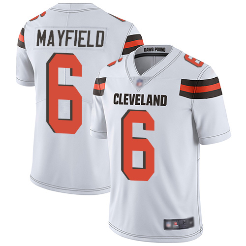 Cleveland Browns Baker Mayfield Men White Limited Jersey #6 NFL Football Road Vapor Untouchable->cleveland browns->NFL Jersey